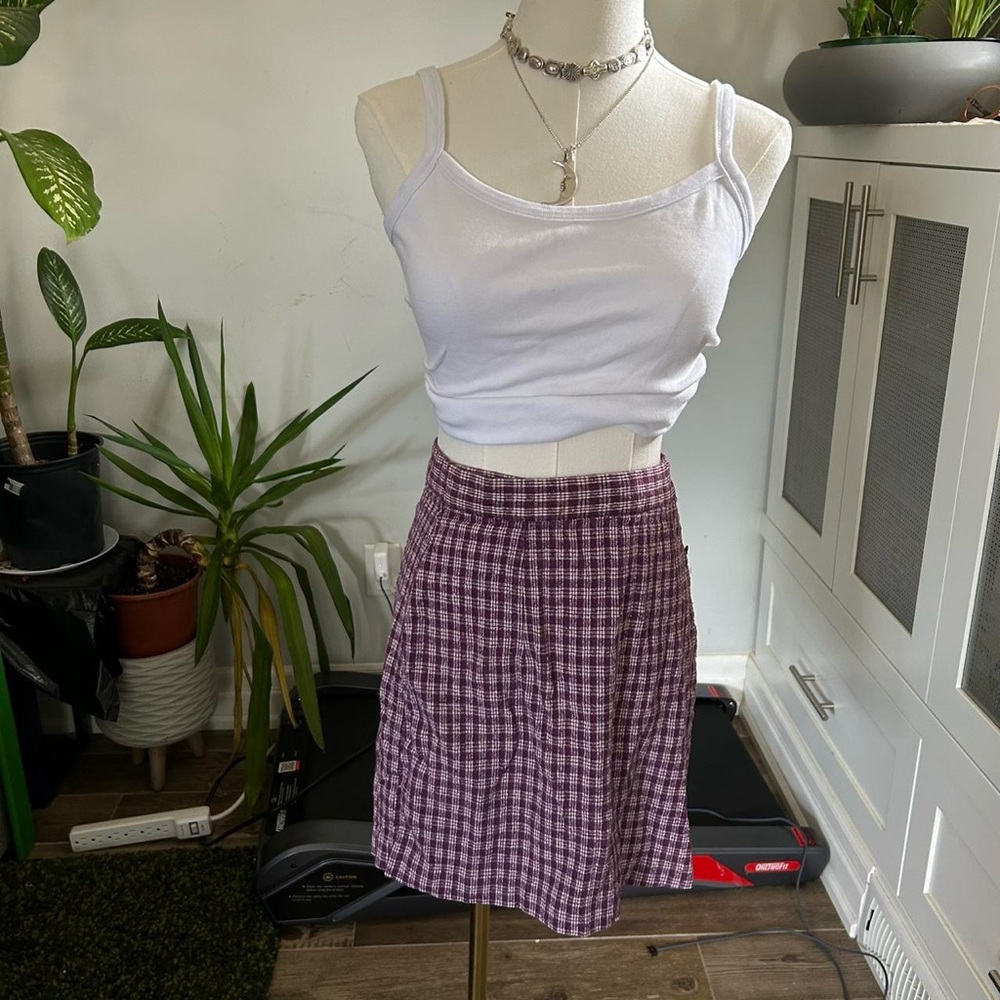 Vintage 90s purple plaid mini skort